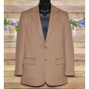 Club Room Men's 38R Brown Tan Worsted Wool Silk Cashmere Blend Blazer Jacket